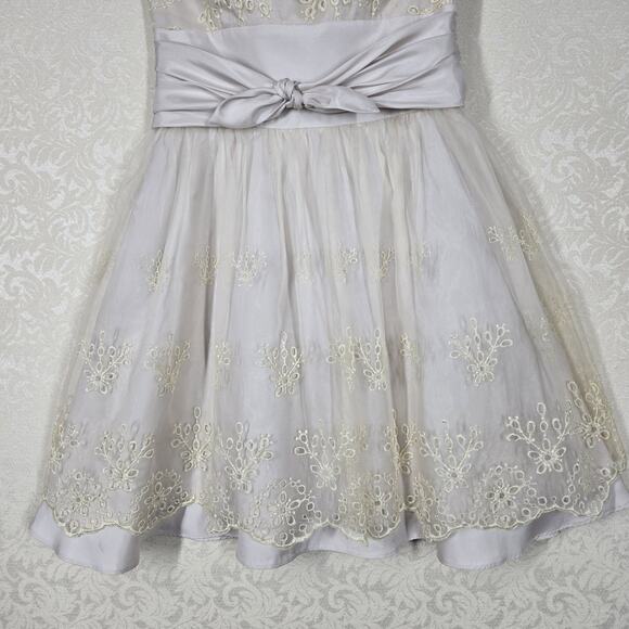 Haley Logan by Adrianna Papell Strapless Dress sz 3/4* Beige Chiffon Embroidered - Picture 4 of 16